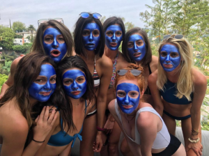 Nina Dobrev and friends wear Glamglow's GravityMud Blue Face Mask